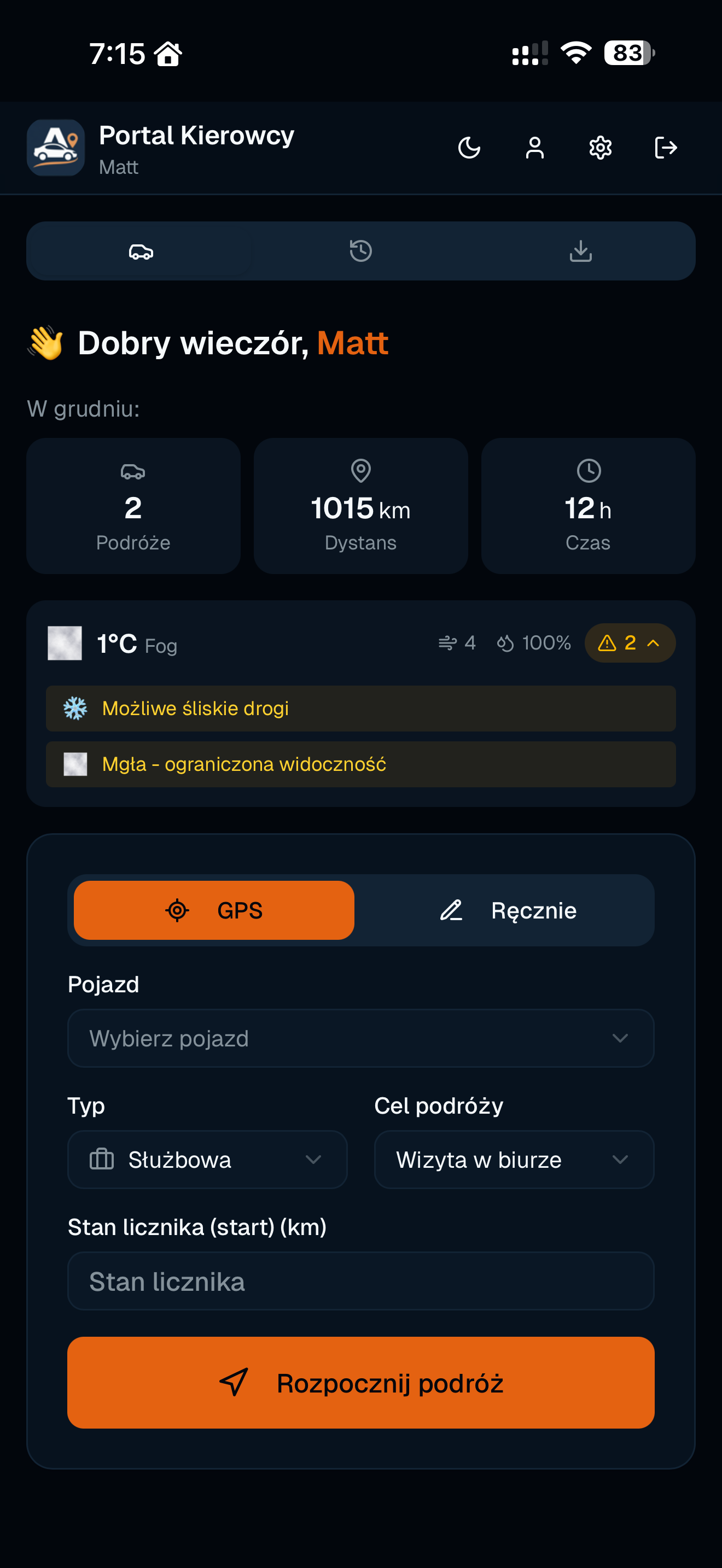 Autokilometry - Aplikacja mobilna